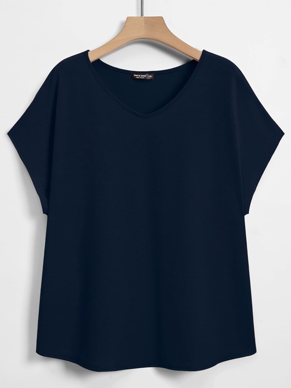 Lacomfia Plus Solid Dolman Sleeve Tee