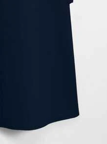 Lacomfia Plus Solid Dolman Sleeve Tee - Navy Blue - View 5