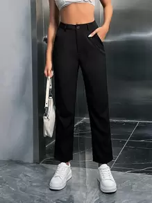 SHEIN EZwear Pantaloni suit tasca inclinata monocolore