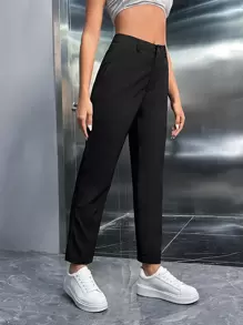 SHEIN EZwear Pantaloni suit tasca inclinata monocolore