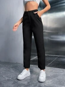 SHEIN EZwear Pantaloni suit tasca inclinata monocolore