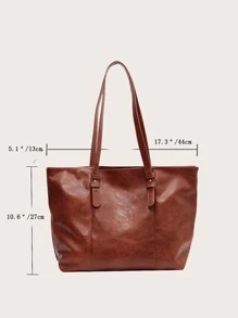 Minimalist Shoulder Tote Bag - Brown - View 3