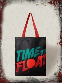 WB Horror | ROMWE 動物和標語圖案購物袋 - 黑色 - 查看 2