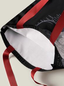 WB Horror | ROMWE 動物和標語圖案購物袋 - 黑色 - 查看 4