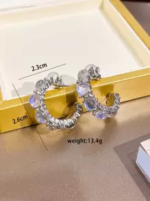 水鑽裝飾耳環 - 彩色 - 查看 4