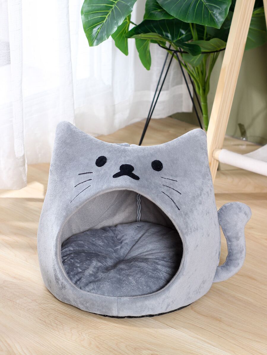 Cat Design Pet Bed,Kitty Shape Cat House,Cat Beds, Comfortable Bed For Cats Or Small Dogs,Pet Houses - Grey - View 1