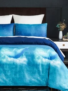 Set colcha sin relleno con patrón de delfín - Azul - Ver 4