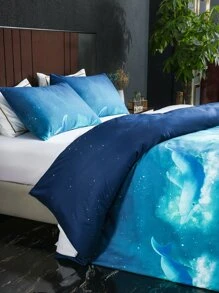 Set colcha sin relleno con patrón de delfín - Azul - Ver 5