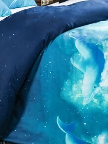 Set colcha sin relleno con patrón de delfín - Azul - Ver 7
