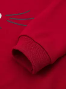 SHEIN 2pcs/Set Young Girl Cat Print Sweatshirt & Pants Casual Outfit, Autumn Winter