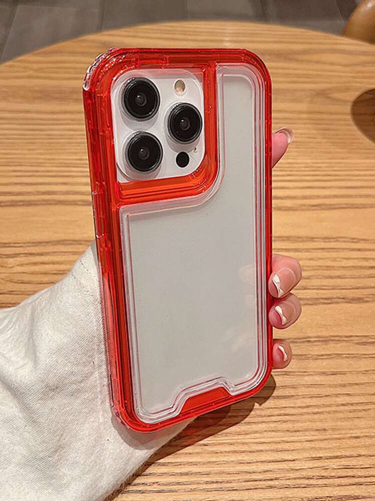 Anti-fall Clear Phone Case Compatible With iPhone15/15Plus/15Pro/15Promax - Red - View 1
