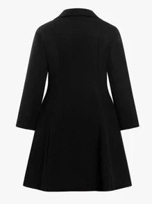SHEIN Clasi Plus Double Breasted Overcoat - Black - View 2