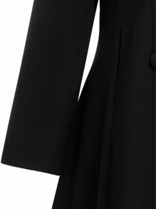 SHEIN Clasi Plus Double Breasted Overcoat - Black - View 3
