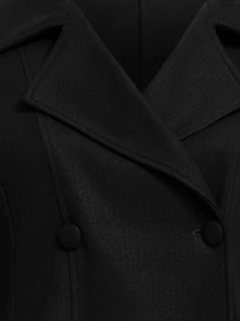 SHEIN Clasi Plus Double Breasted Overcoat - Black - View 4