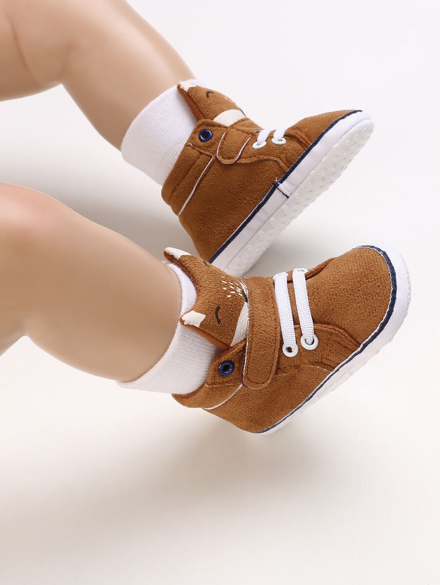 Baby Cartoon Fox Pattern Hook-and-loop Fastener Boots - Brown - View 1