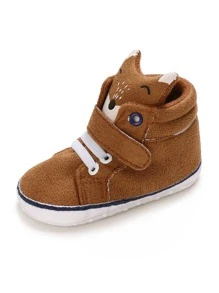 Baby Cartoon Fox Pattern Hook-and-loop Fastener Boots - Brown - View 3
