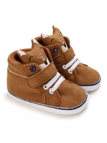 Baby Cartoon Fox Pattern Hook-and-loop Fastener Boots - Brown - View 4
