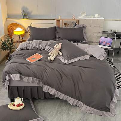 Ruffle Trim Duvet Cover Set Without Filler