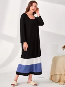 SHEIN Unity Váy ngủ & áo ngủ Nữ Khối Màu Giải trí - màu đen - Xem 1