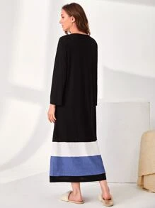 SHEIN Unity Váy ngủ & áo ngủ Nữ Khối Màu Giải trí - màu đen - Xem 2