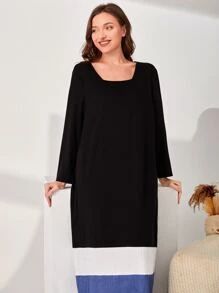 SHEIN Unity Váy ngủ & áo ngủ Nữ Khối Màu Giải trí - màu đen - Xem 3