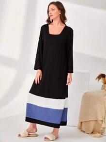 SHEIN Unity Váy ngủ & áo ngủ Nữ Khối Màu Giải trí - màu đen - Xem 4