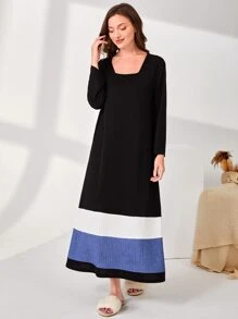 SHEIN Unity Váy ngủ & áo ngủ Nữ Khối Màu Giải trí - màu đen - Xem 5