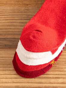 5pairs Christmas Elk Pattern Crew Socks - Multicolor - View 3