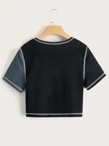 Áo thun nữ Gân đan Khối Màu Hoa Giải trí - Nhiều màu - Xem 2