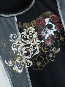 Áo thun nữ Gân đan Khối Màu Hoa Giải trí - Nhiều màu - Xem 3