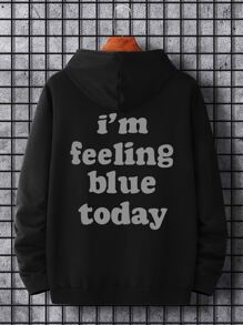 Manfinity Áo nỉ Nam Dây kéo Túi Slogan Giải trí - màu đen - Xem 2