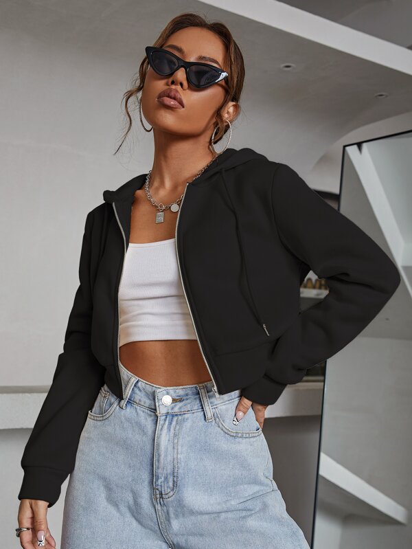 Shen Cropped Hoodie W Zipper Hoodie Female 1