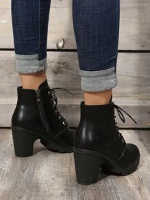 Elegant 's Fashion Boots, Solid Color Boots - Black - View 2