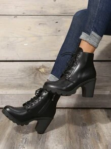 Elegant 's Fashion Boots, Solid Color Boots - Black - View 3
