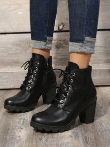 Elegant 's Fashion Boots, Solid Color Boots - Black - View 4