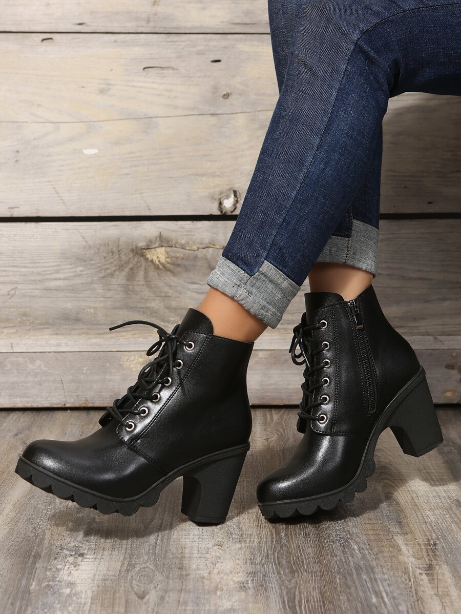 Elegant 's Fashion Boots, Solid Color Boots - Black - View 1
