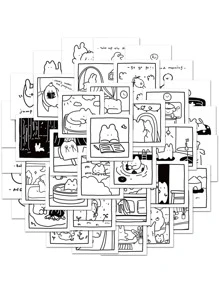 40/200pcs Cartoon Doodle Stickers,School Supplies,Back To School - Multicolor - View 1