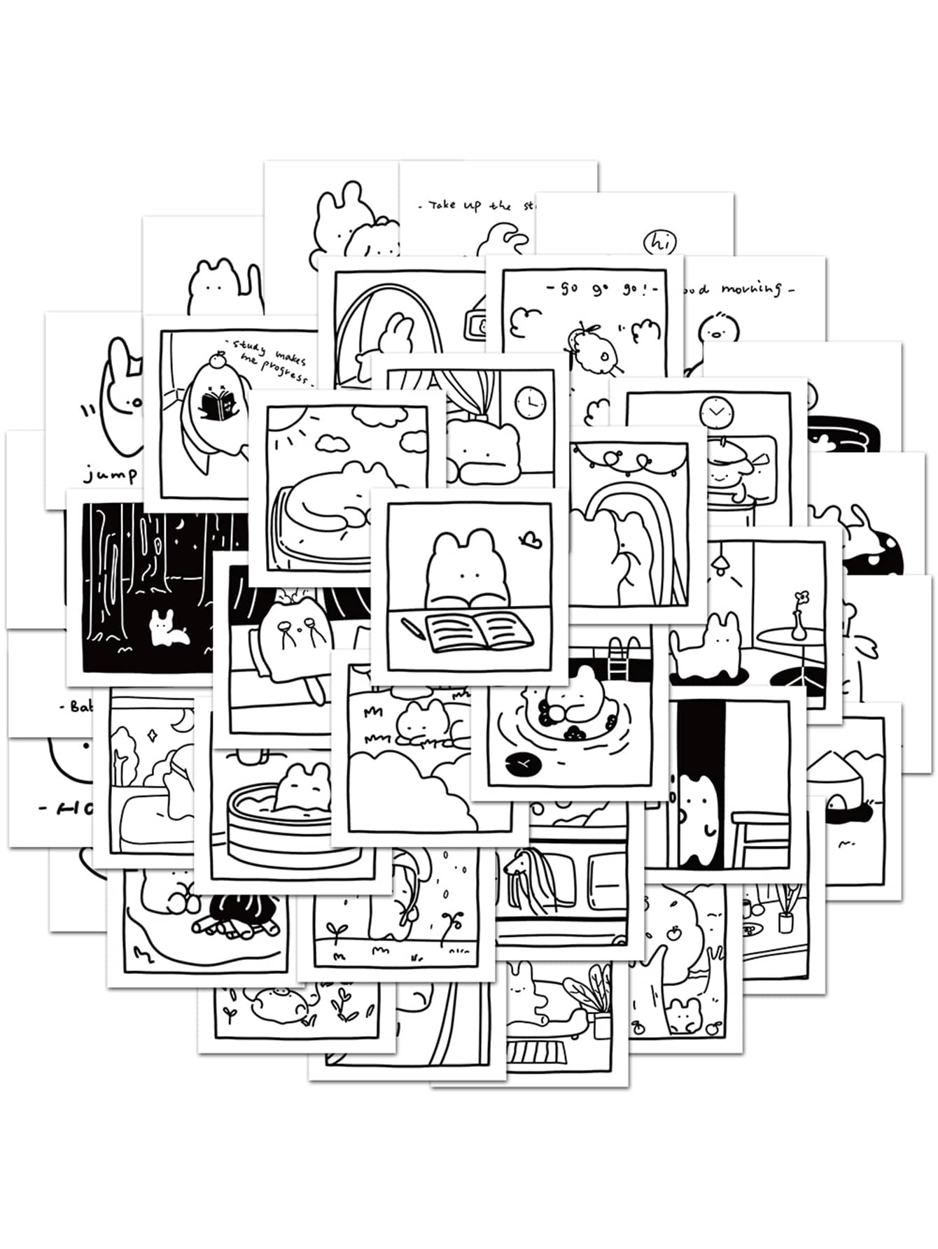 40/200pcs Cartoon Doodle Stickers,School Supplies,Back To School - Multicolor - View 1