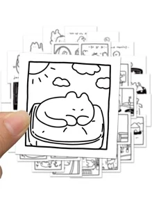 40/200pcs Cartoon Doodle Stickers,School Supplies,Back To School - Multicolor - View 2