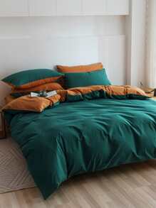 Two Tone Duvet Cover Set Without Filler - Multicolor - View 5