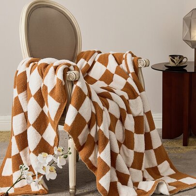 1pc Checkerboard Pattern Blanket