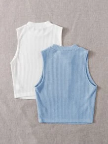 Muchica Women Tank Tops & Camis - Blue and White - View 2