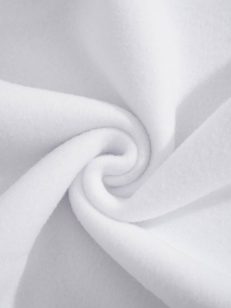 INAWLY Butterfly Print Drawstring Thermal Lined Hoodie - White - View 5