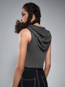 ROMWE Ripped Crop Tank Top - Grey - View 2