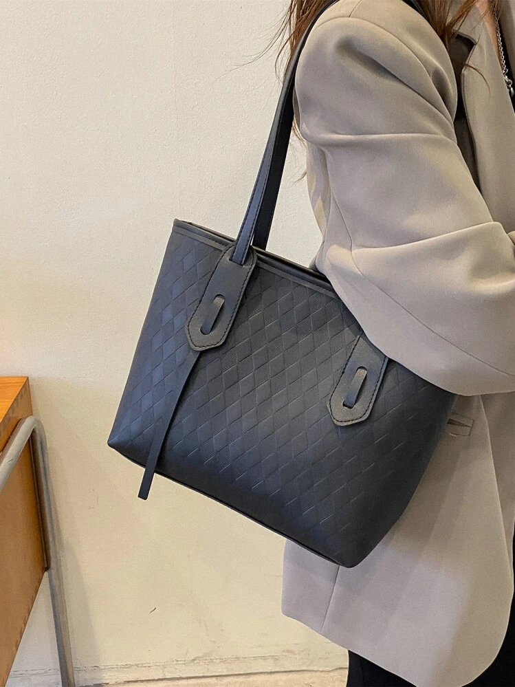 Waterproof,Lightweight,Business Casual,Large Capacity Minimalist Square Bag For Teen Girls Women College Students,Rookies & White-collar Workers Perfect for Office,College,Work ,Business,Commute - Black - View 2