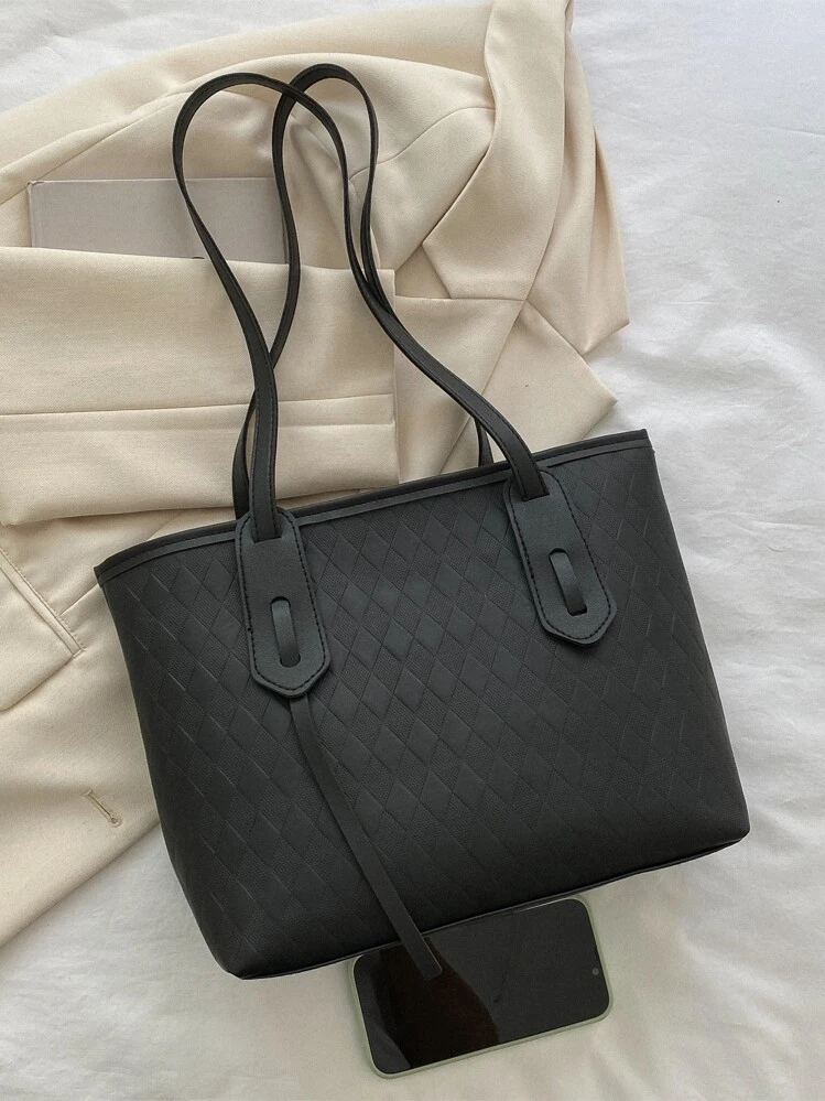 Waterproof,Lightweight,Business Casual,Large Capacity Minimalist Square Bag For Teen Girls Women College Students,Rookies & White-collar Workers Perfect for Office,College,Work ,Business,Commute - Black - View 3