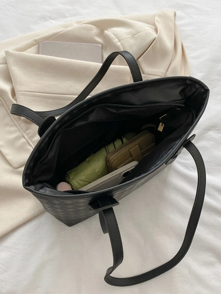 Waterproof,Lightweight,Business Casual,Large Capacity Minimalist Square Bag For Teen Girls Women College Students,Rookies & White-collar Workers Perfect for Office,College,Work ,Business,Commute - Black - View 4