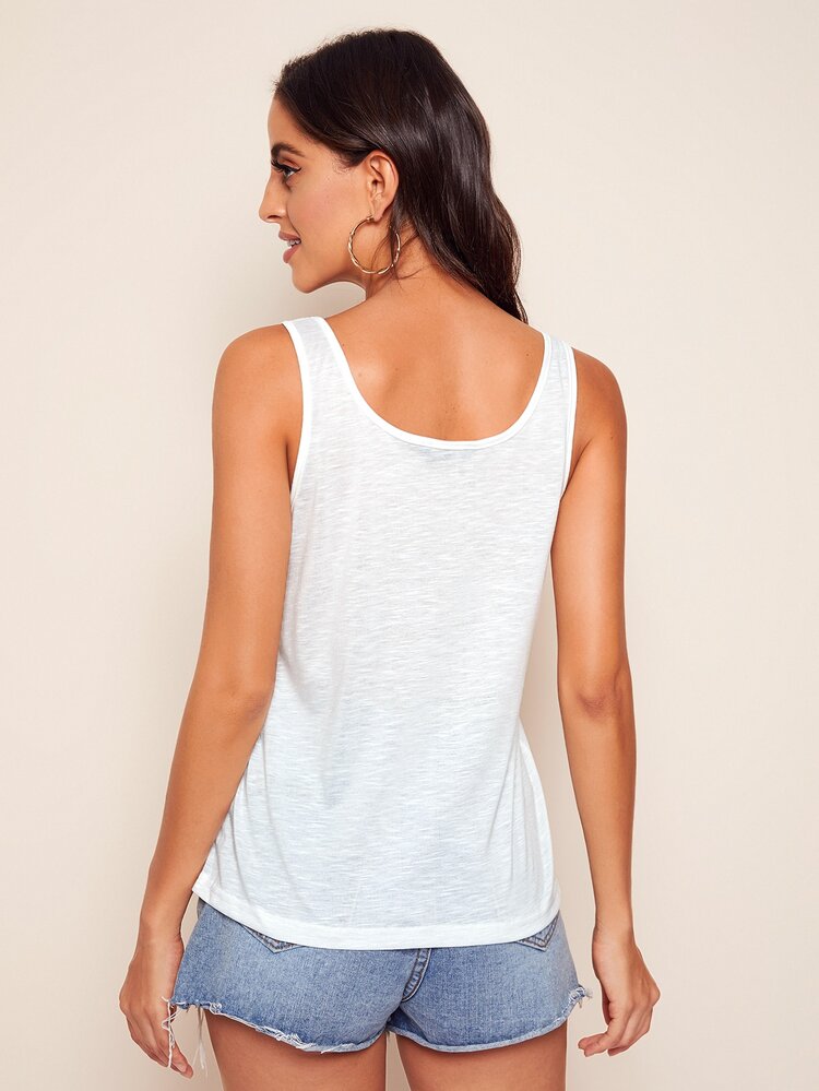SHEIN Essnce Top unicolore sans manches - Blanc - Voir 2
