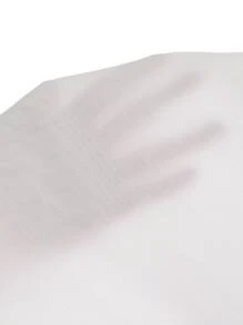 SHEIN LUNE V領薄透網紗拼接上衣 - 白色 - 查看 6