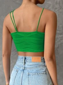 SHEIN Privé 不對稱吊帶短上衣 - 綠色 - 查看 2